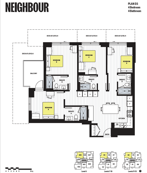 Floor plan for 4 beds, 4 baths, 312 sqft